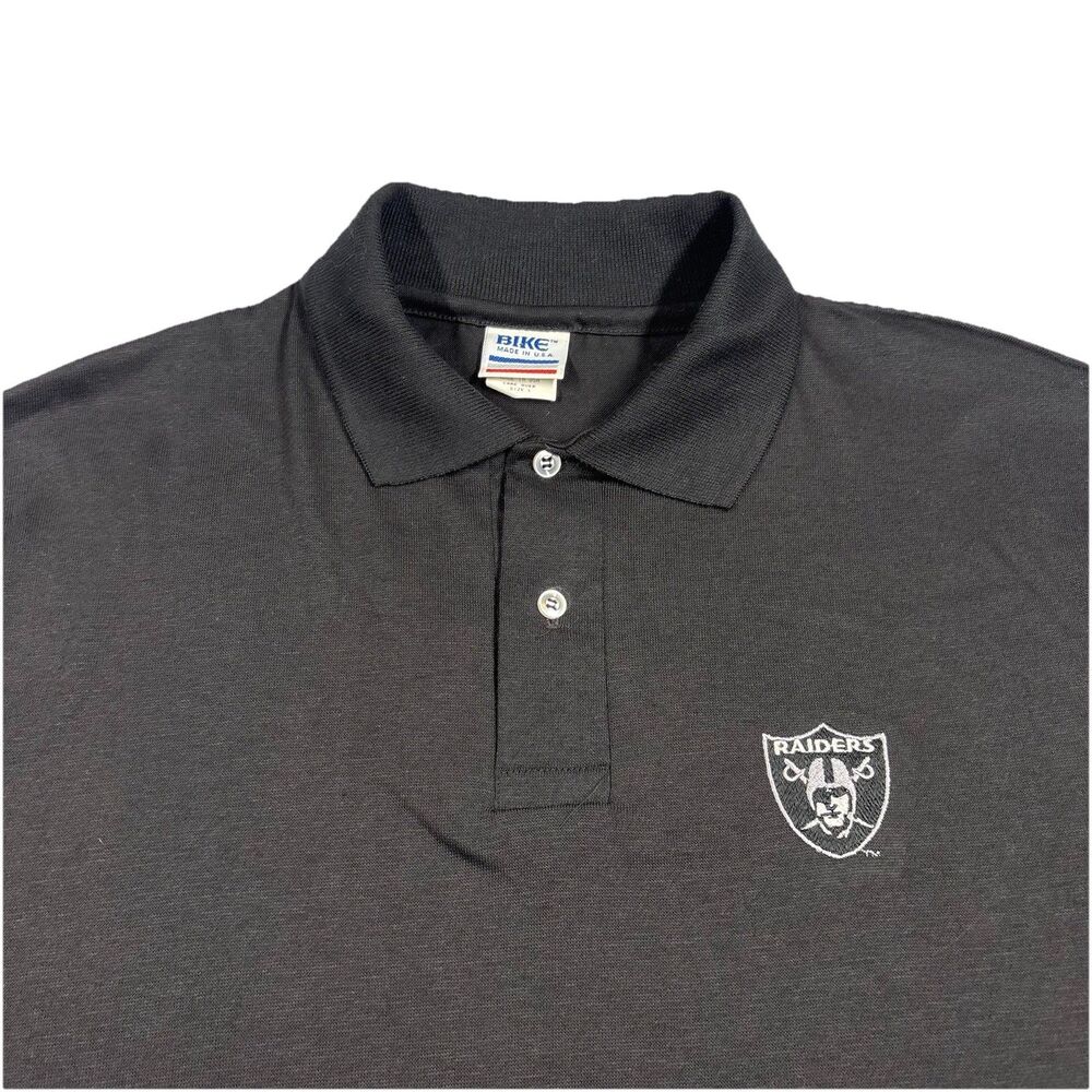 Vintage 90s LA Raiders BIKE Polo Shirt Made in USA Black Size Large NFL